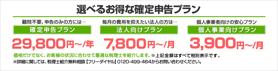 選べるお得な確定申告プラン